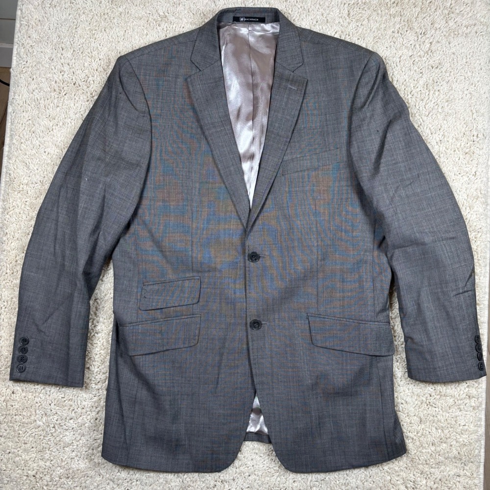 BACHARACH Men's Gray Plaid Wool‎ Blend Sport Coat Blazer Jacket